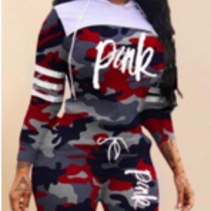 PINK CAMOUFLAGE DRAWSTRING PANTSET